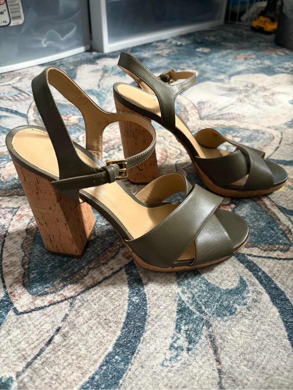 Michael Kors Abbott olive green platform sandals